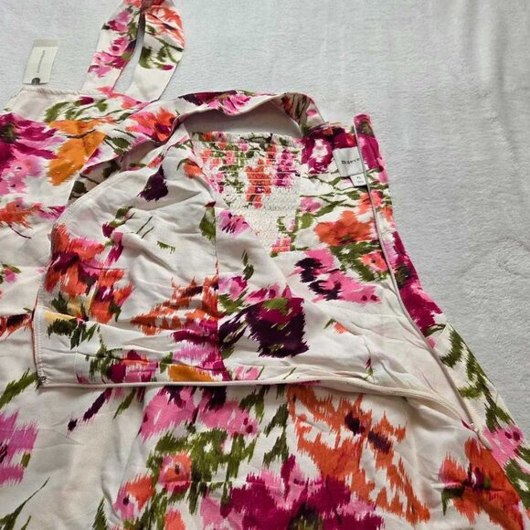 New XL Maeve x Anthropologie The Jocelyn sleeveless slip midi dress pink floral - Picture 8 of 14